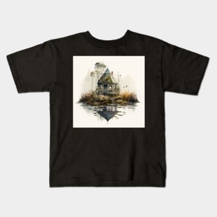 Swamp Lands Cabin Watercolor Kids T-Shirt